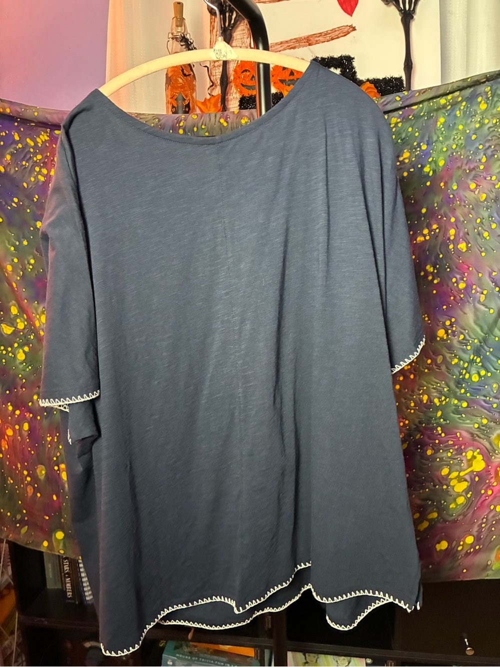 Jason Wu Navy Blue Boatneck Tunic with White Trim
